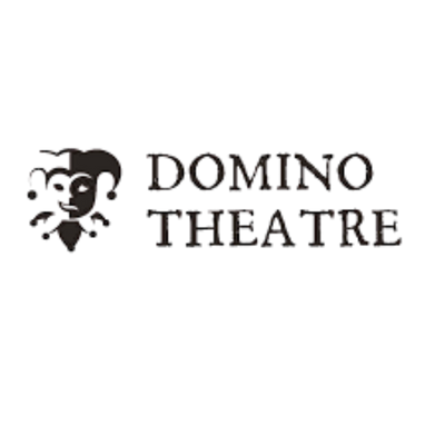 Black text logo with an icon of a theatre mask, stating: Domino Theatre