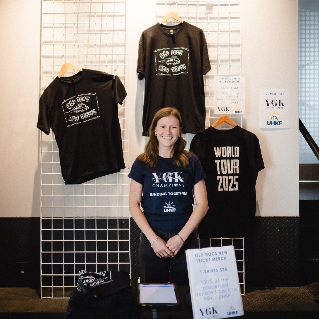 Keagan in a YGK shirt at the Banding Together concert