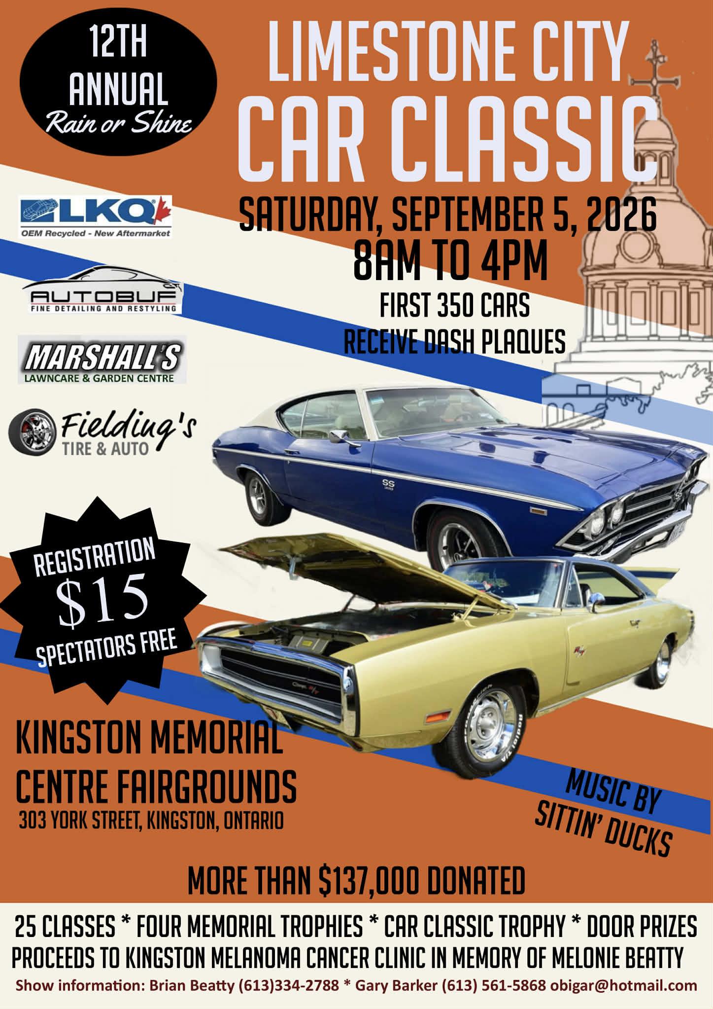 Poster for the 12th annual Limestone City Car Classic event on September 5, 2026.