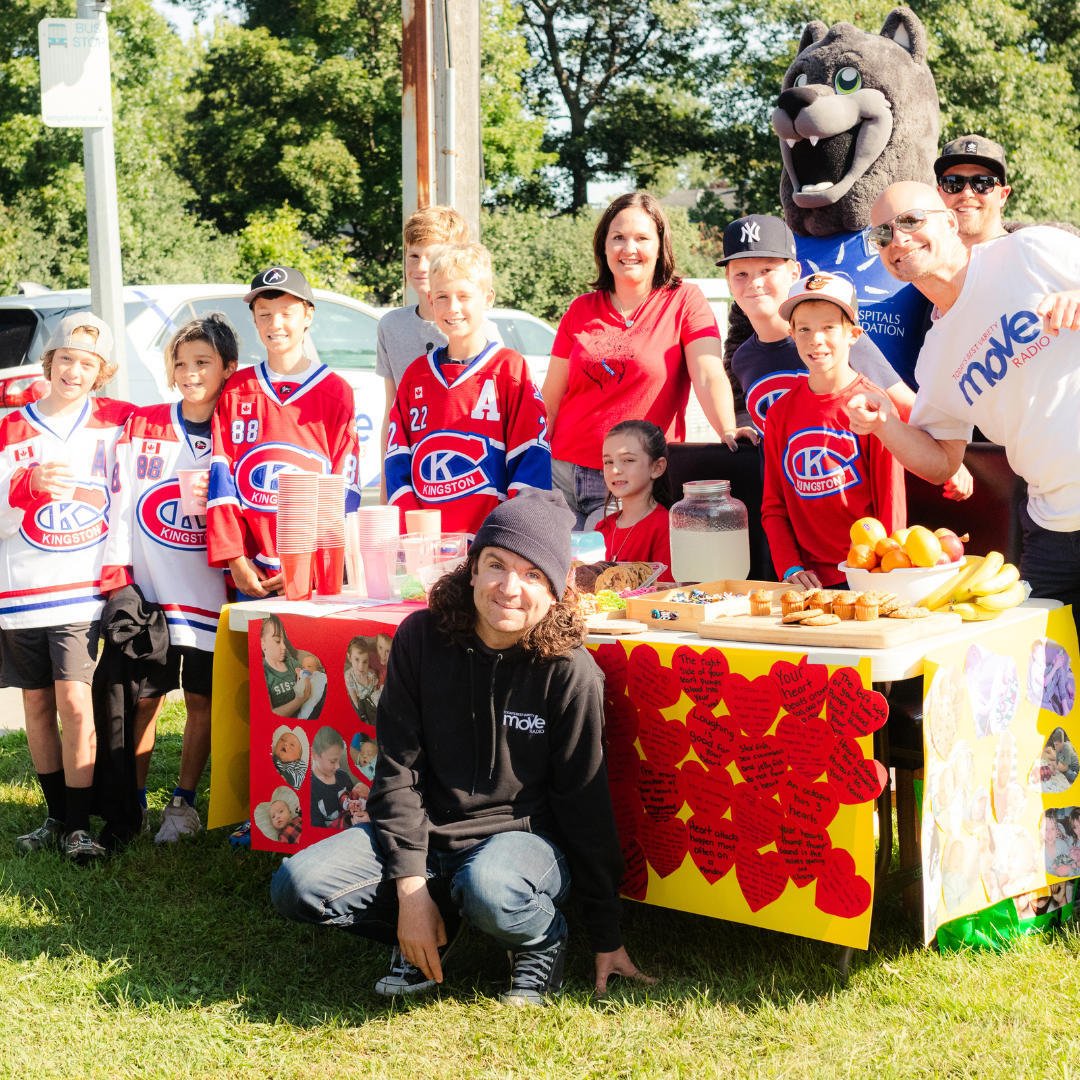 The Mending Hearts Lemonade Stand being visited by local radio hosts, Ben and Reid.