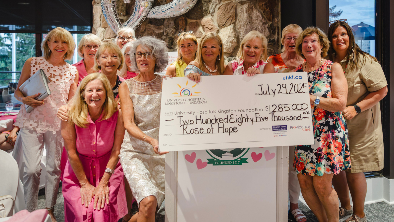 Rose of Hope cheque presentation. 