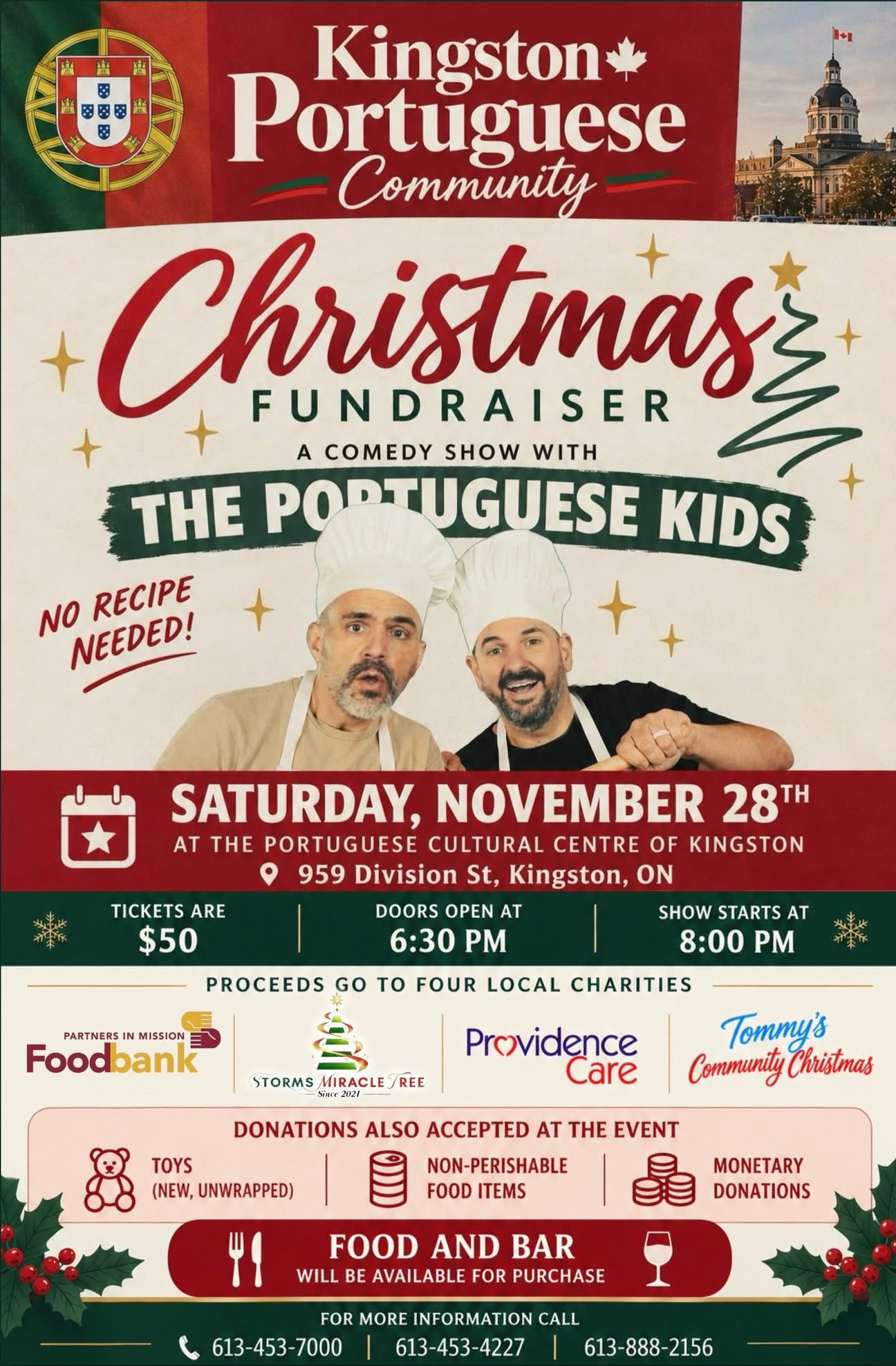 Poster for The Portuguese Kids' No Recipe Needed event in Kingston.