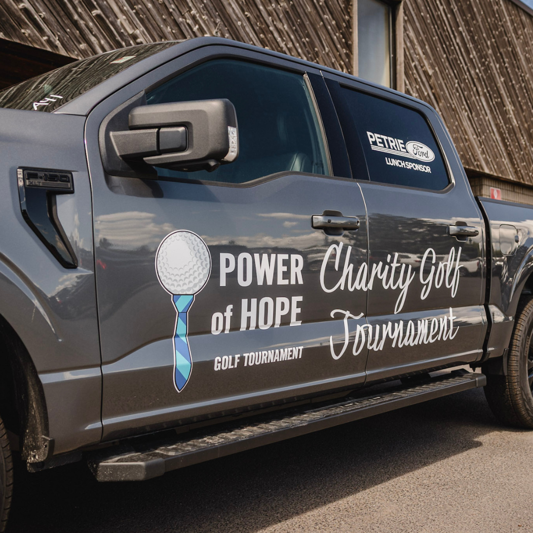 Power of Hope decal on truck.
