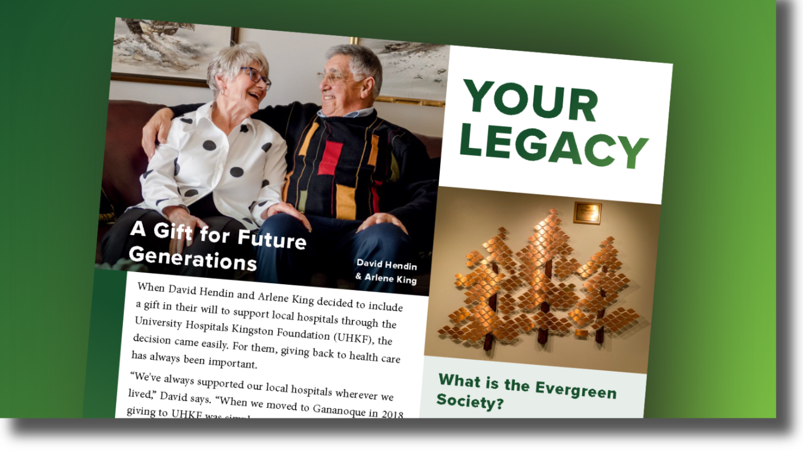 Cover of UHKF's 2026 Legacy Newsletter in front of a green background.