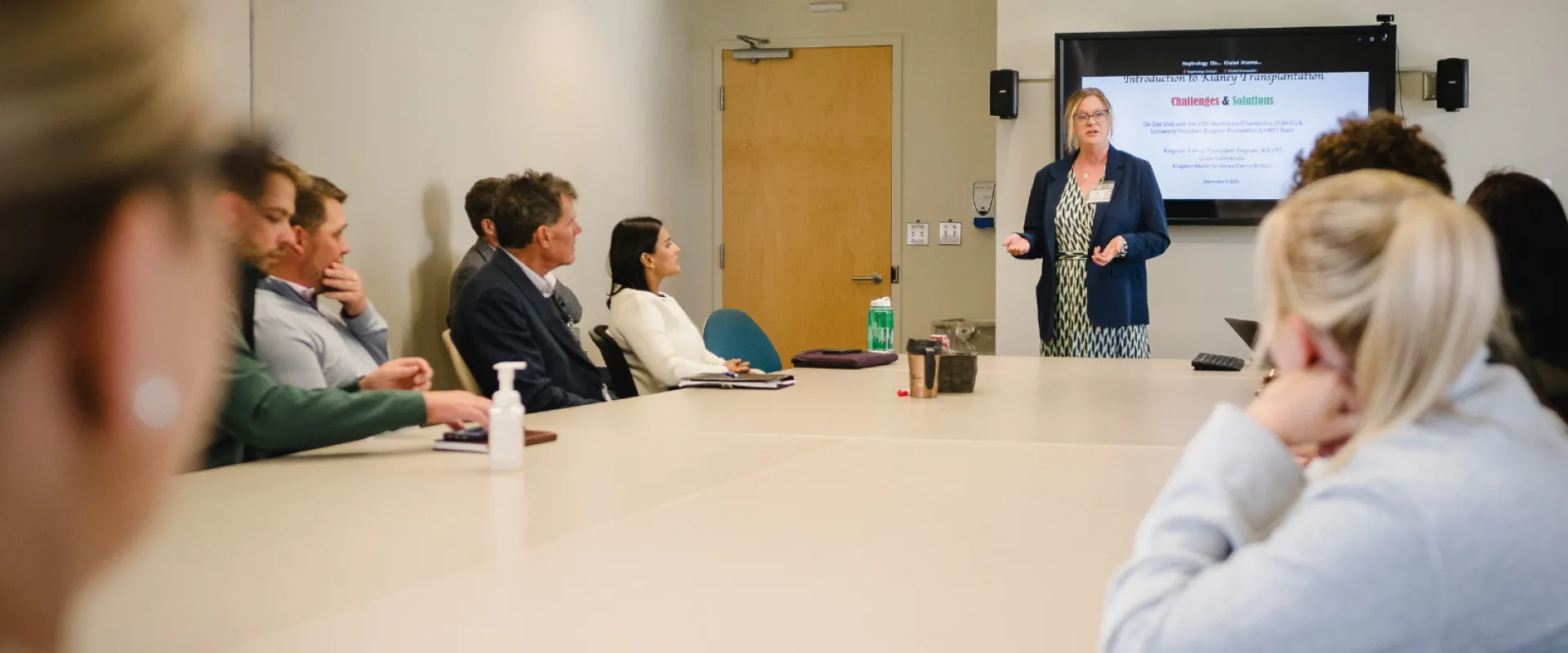 YGK Healthcare Champions hearing from KHSC Renal Department on funding needs.