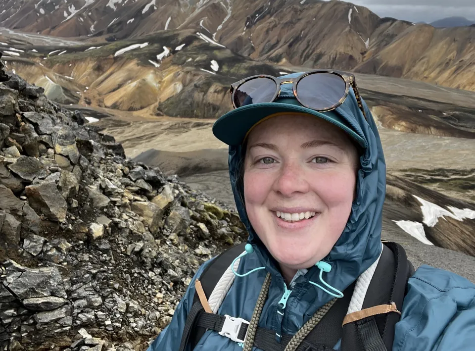 Megan Wheatley on a hike in the mountains.
