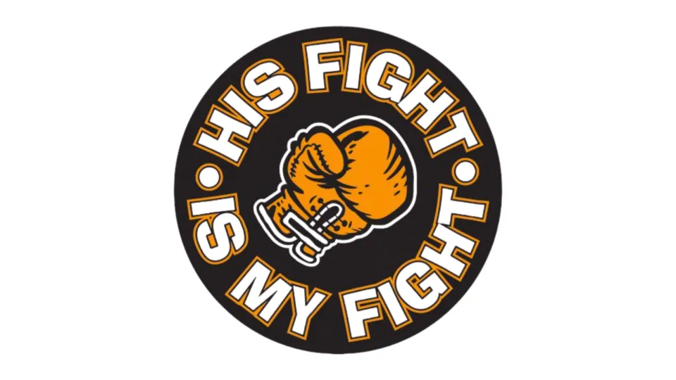 Boxing golf graphic surrounded by the text: His Fight is My Fight