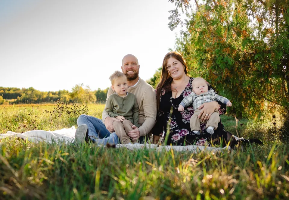 Julia with husband Brandon and children Hudson and Johnny