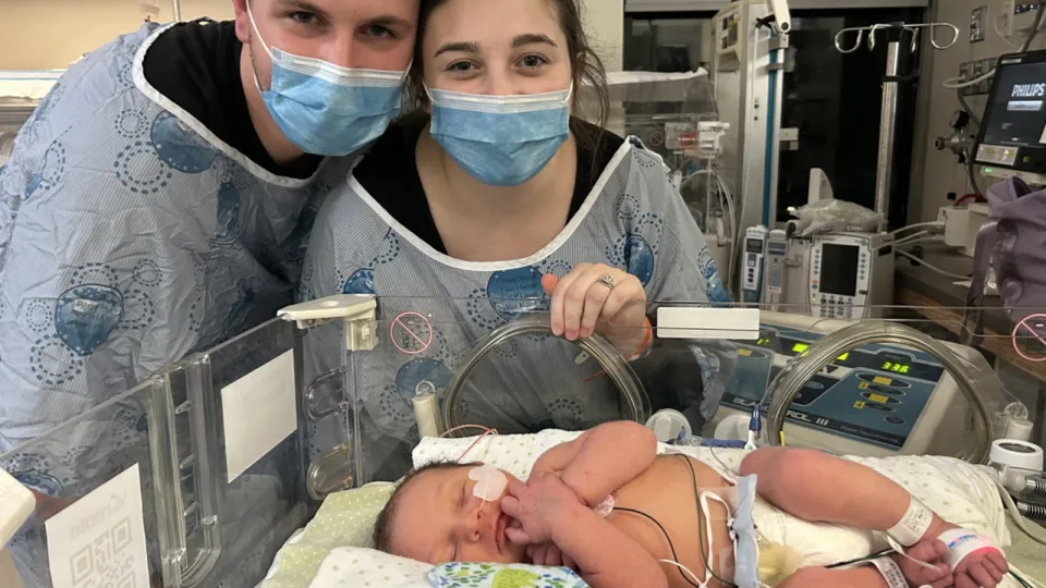 Baby Bobby in the NICU with mom and dad