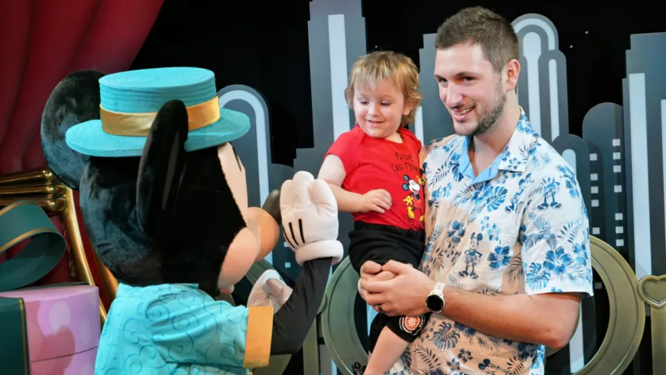 Bobby and Dad with Mickey Mouse