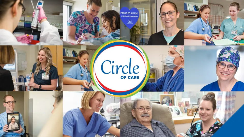 Collage of healthcare workers and patients with the text: Circle of Care.