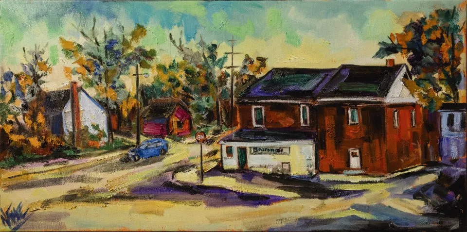 Landscape oil painting.