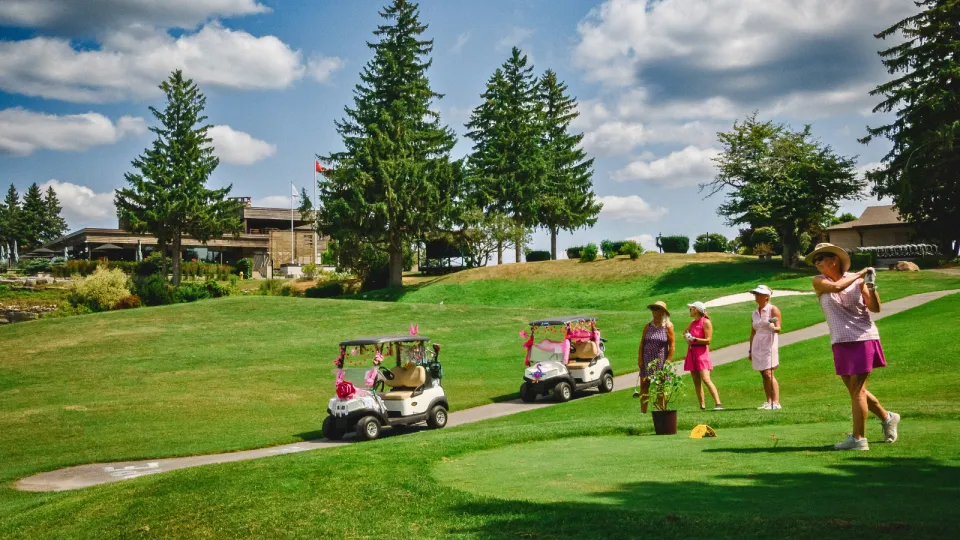Golfers on the course at the Rose of Hope Golf Tournament.
