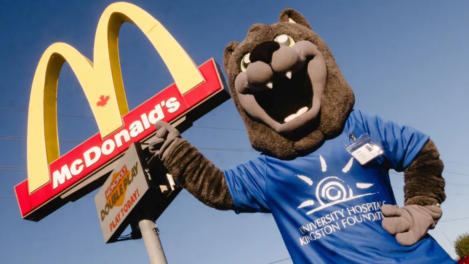 Asher at the McDonald's sign