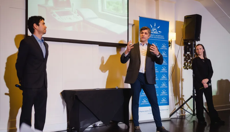 Dr. Glenio Mizubuti, Dr. Gregory Klar and Dr. Tracy Cupido pitch their bone-enhanced ultrasound (BEUS) system