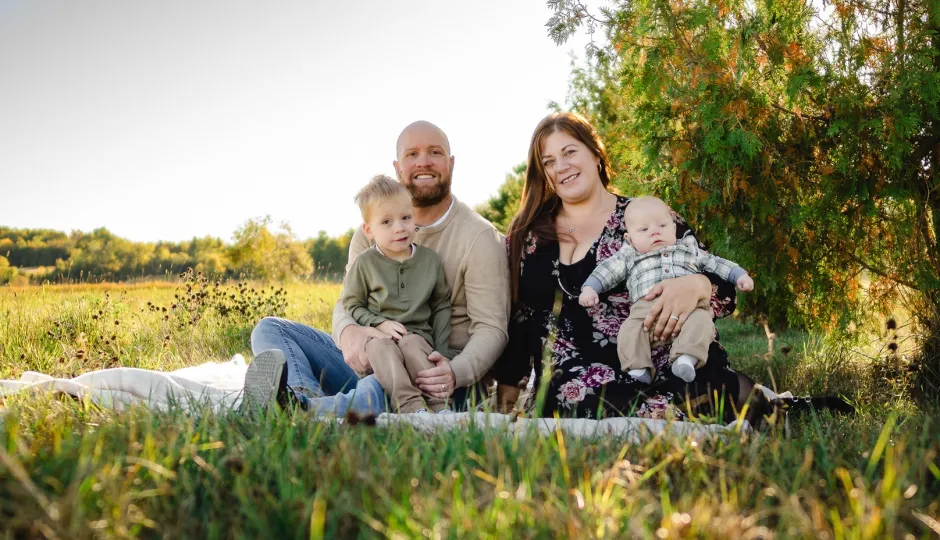 Julia with husband Brandon and children Hudson and Johnny