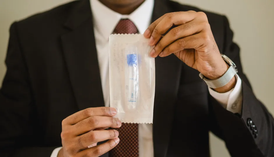 Blood test vial in package.