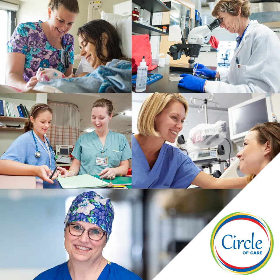 Images of patient care with the Circle of Care logo in the bottom right corner.