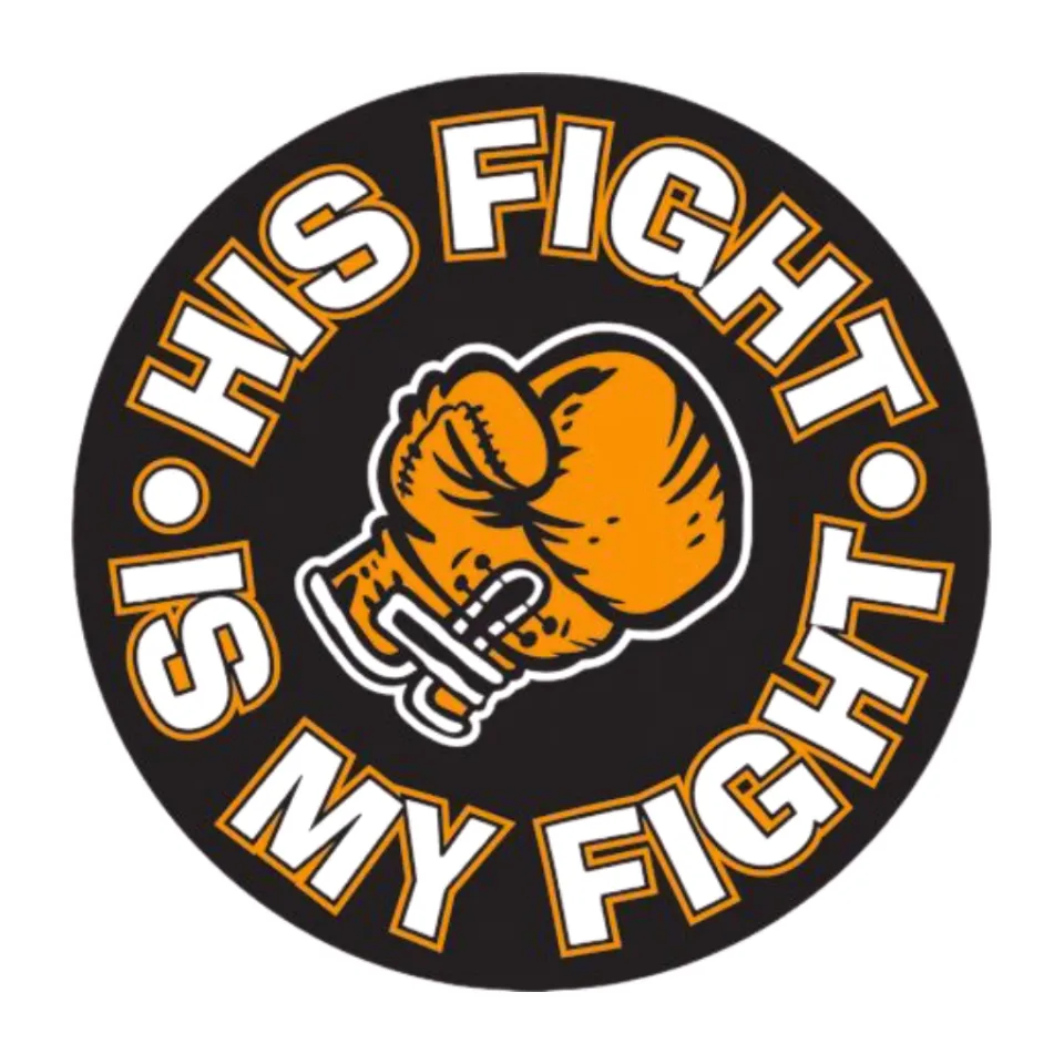 Boxing golf graphic surrounded by the text: His Fight is My Fight