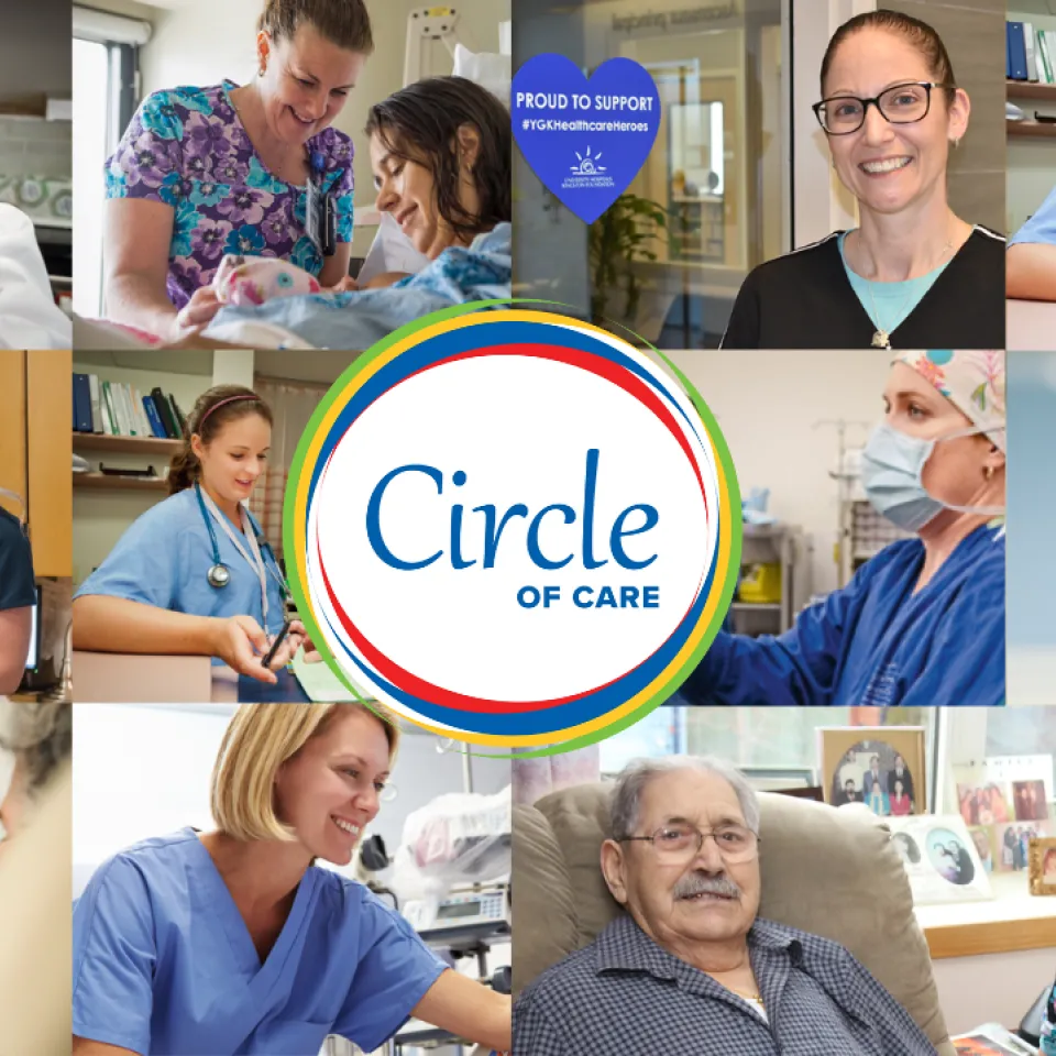Collage of healthcare workers and patients with the text: Circle of Care.