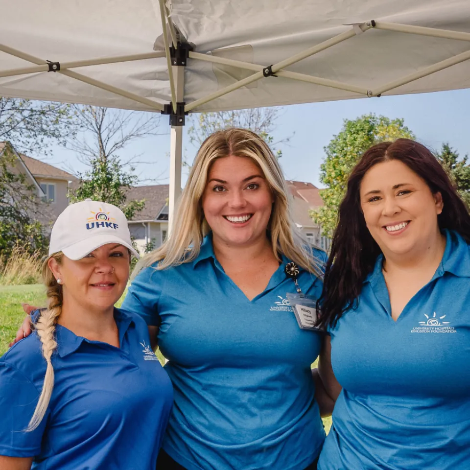 YGK Healthcare Champions Sasha, Hillary and Krista at the second annual golf tournament in blue golf shirts.