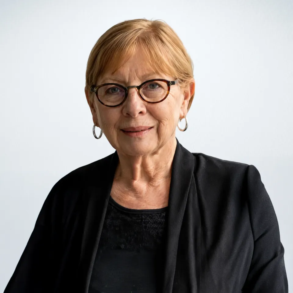 Margaret Doherty smiling in black shirt and blazer.